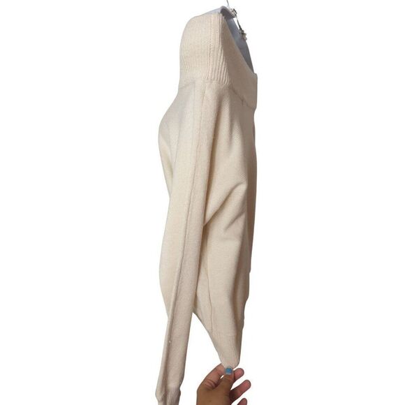 Womens Off Shoulder Knit Sweater Small Ivory Chic Whimsigoth Blouse Grunge - Picture 5 of 6